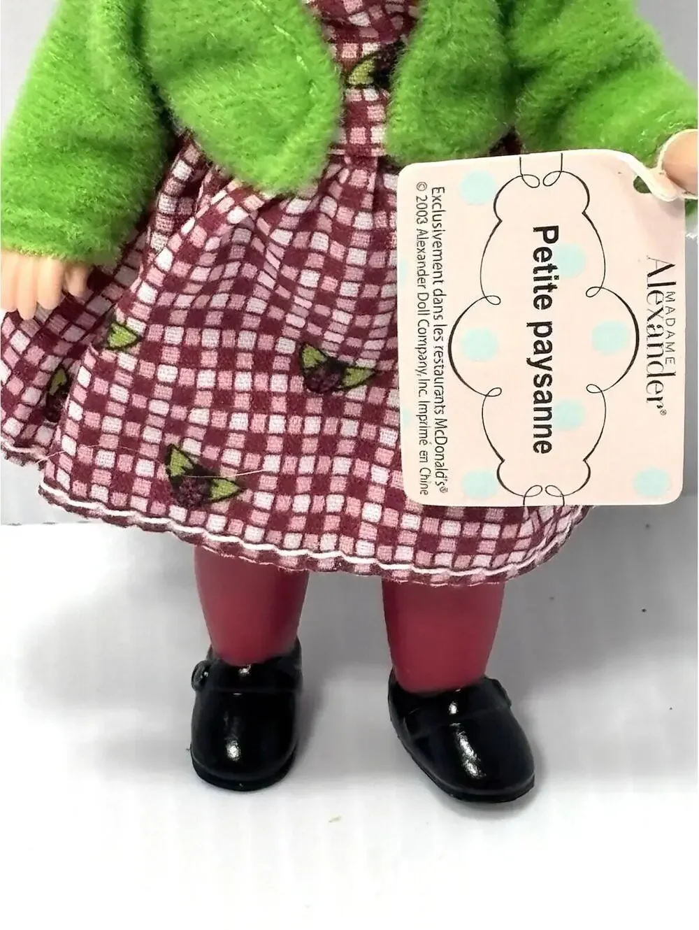 Madame Alexander Petite Paysanne Doll, Green Straw Hat Check Dress 2003